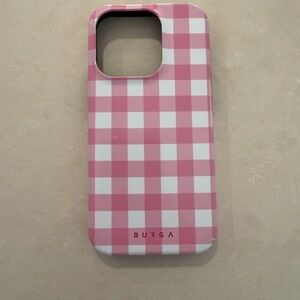 BURGA Pink Gingham Phone Case iPhone 15 pro